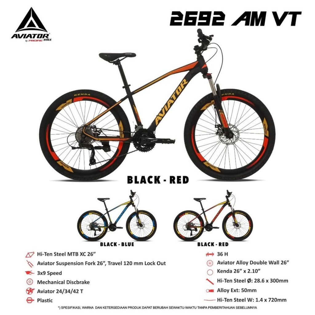 SEPEDA GUNUNG MTB AVIATOR 2692 AM UKURAN 26 INCHI KONDISI BARU