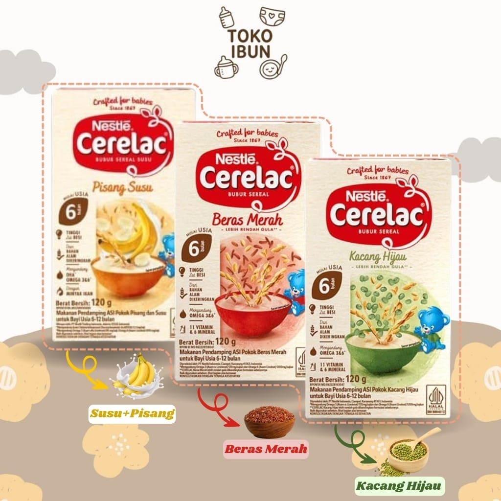 Nestle CERELAC Beras Merah, Kacang Hijau, Pisang Susu 120 g