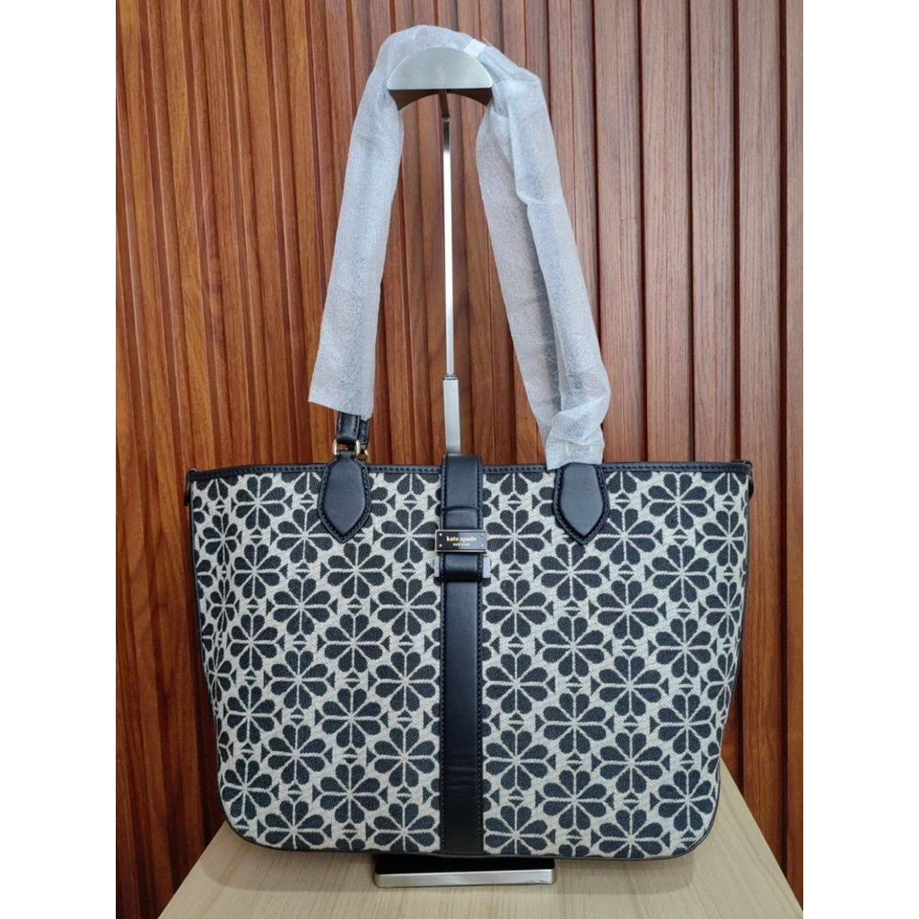 Kate Spade Medium Spade Flower Jacquard Sand Multi Open Tote Bag