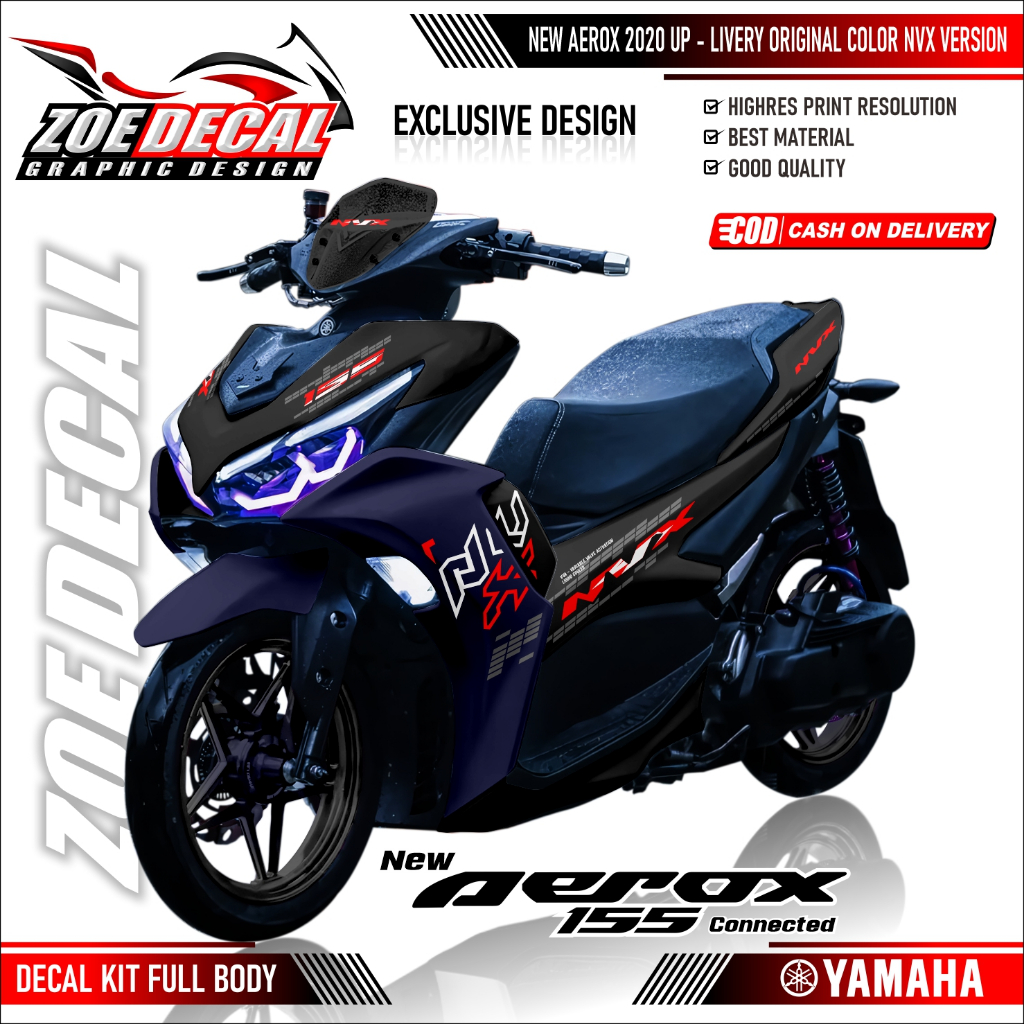 TERBARU DECAL STIKER FULL BODY YAMAHA AEROX 155 NEW MOTIF ORIGINAL NVX FULL VERSI 4 WARNA