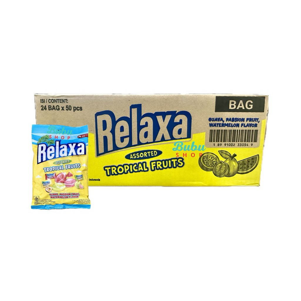 ( 1 dus ) Permen RELAXA tropical Fruit ( 1 dus / 24 bks )