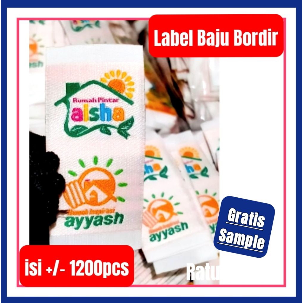 Label Baju Bordir Custom Nama 1100pcs Murah | Label Baju Jahit Satuan Brand Sendiri