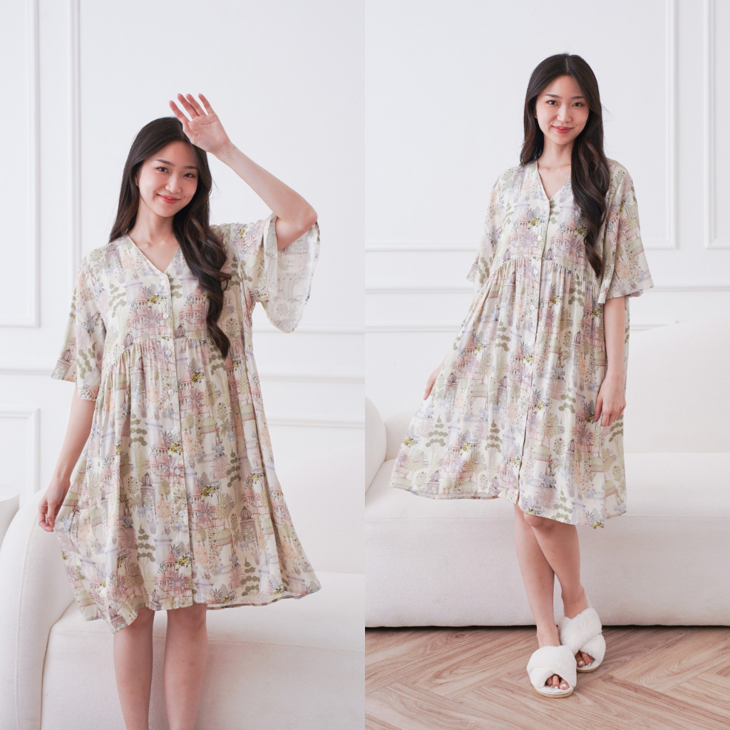 Dress Wanita Lengan Pendek Jumbo Midi Dress Wanita Jumbo Bahan Rayon Premium