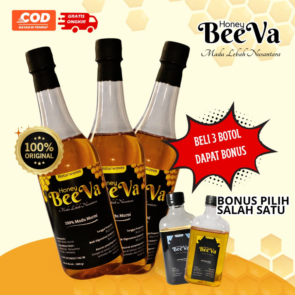

[3000 g+Bonus 350 g] Beeva Honey | Madu Lebah Nusantara | Madu Murni Asli 100% | Madu Lebah Alami Pilihan Terbaik | Membantu Meningkatkan & Menjaga Daya Tahan Tubuh | Pemanis Sehat Kaya Antioksidan