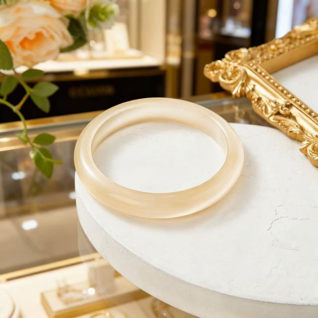 Gelang giok alami es tinggi kuning es transparan batu akik sampanye emas mata kucing gelang batu fes