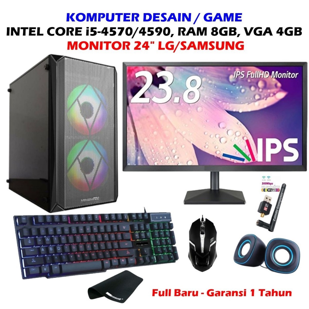 PAKET KOMPUTER GAMING INTEL CORE I5-4590 GEN 4 HASWELL - PAKET KOMPUTER DESAIN INTEL CORE I5-4590 - 
