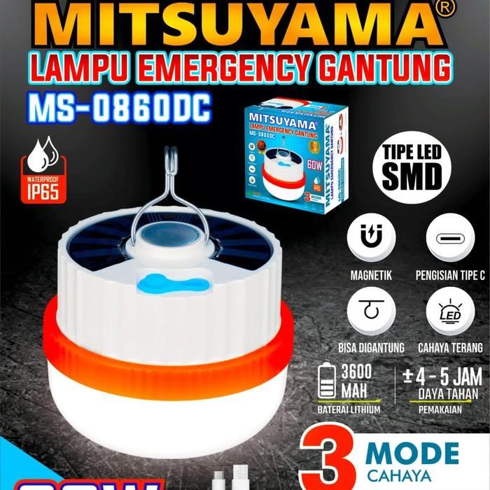 Lampu Emergency Gantung 60Watt IP65 Mitsuyama MS-0860DC / Lampu Darurat 3 Mode Cahaya