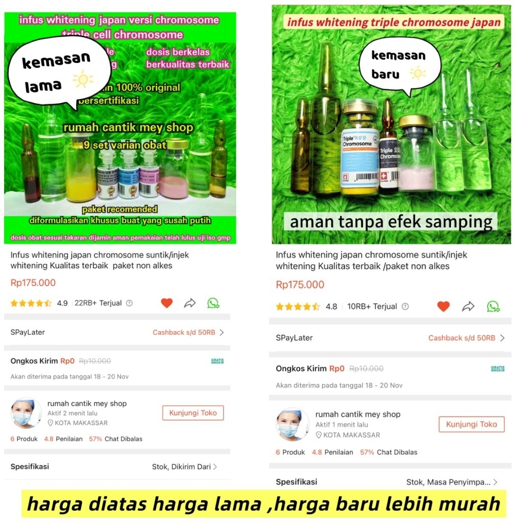 paket untuk 5 kali treatment/5 Minggu whitening Japan triple chromosome booster/jamin original