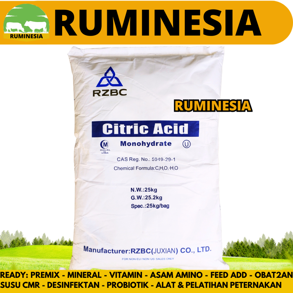 CITRIC ACID 25 KG MONOHYDRATE RZBC - FOOD GRADE - Sitrun Citrun Makanan Asam Sitrat Citric Acid