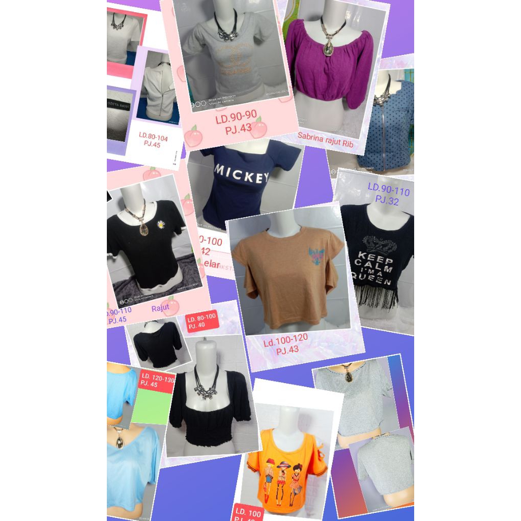 Kaos atasan crop/senam