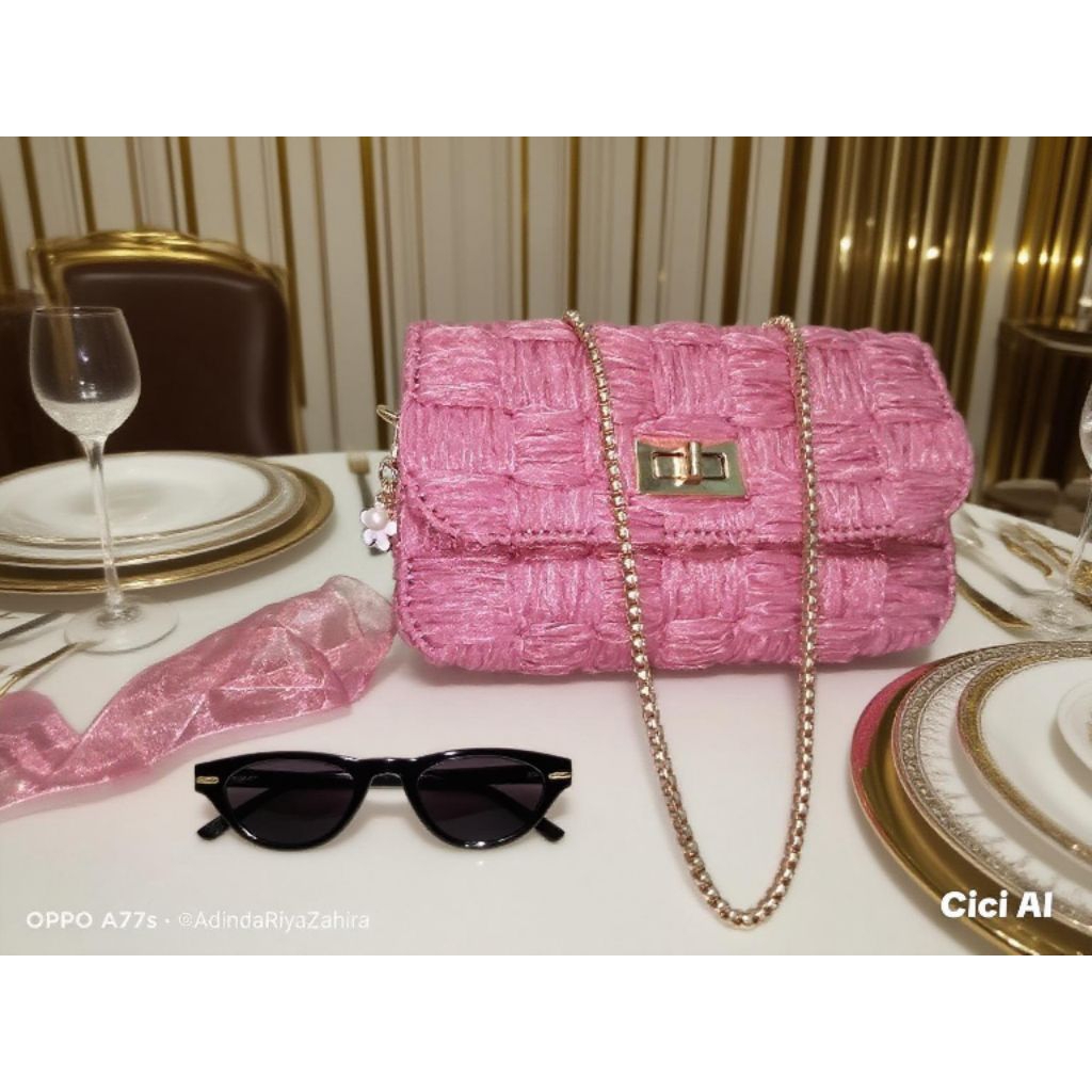 Tas Rajut Pita Organza/Tas Cantik/Tas Home made/Tas Elegan/Tas pesta/Tas Wanita Simple/Tas Wanita
