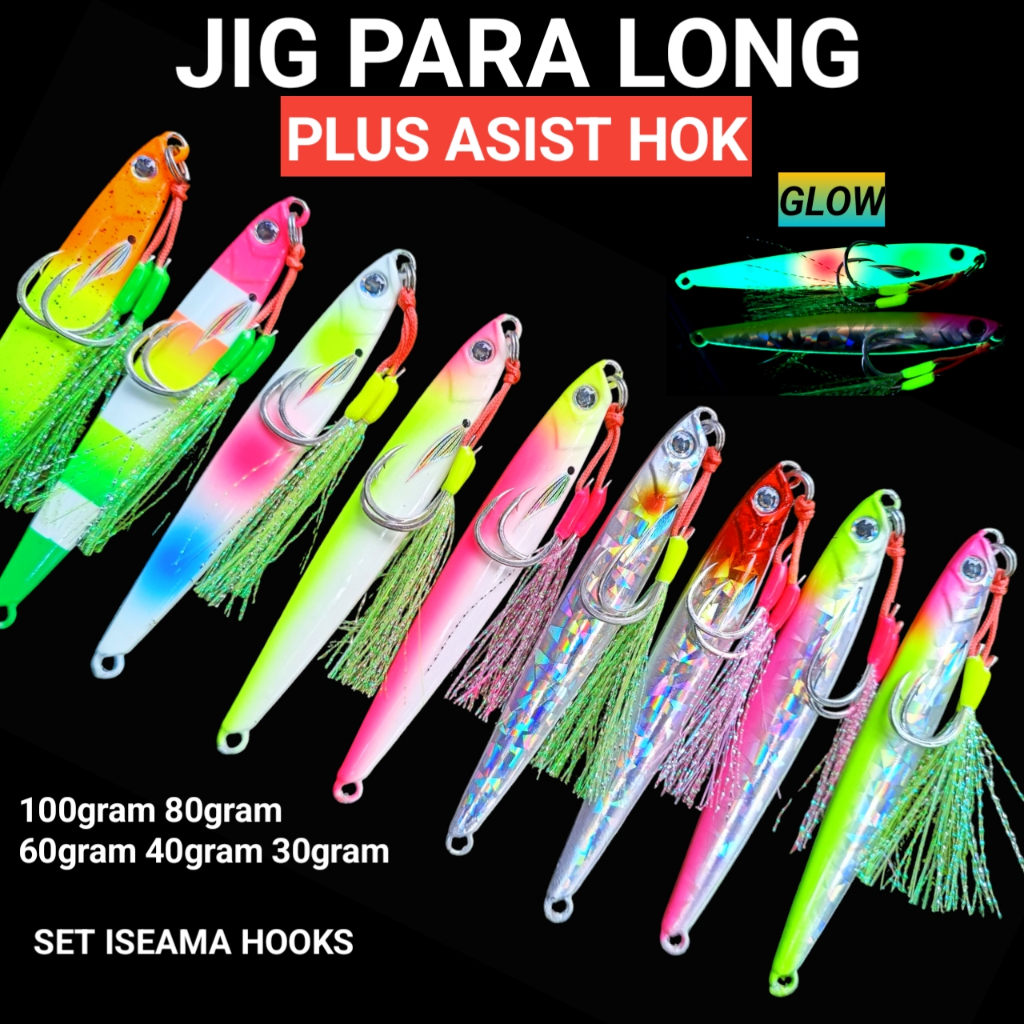 Metal jig para long set assist hook metal jig 100g/80g/60g/40gram umpan pancing micro jig jig para l