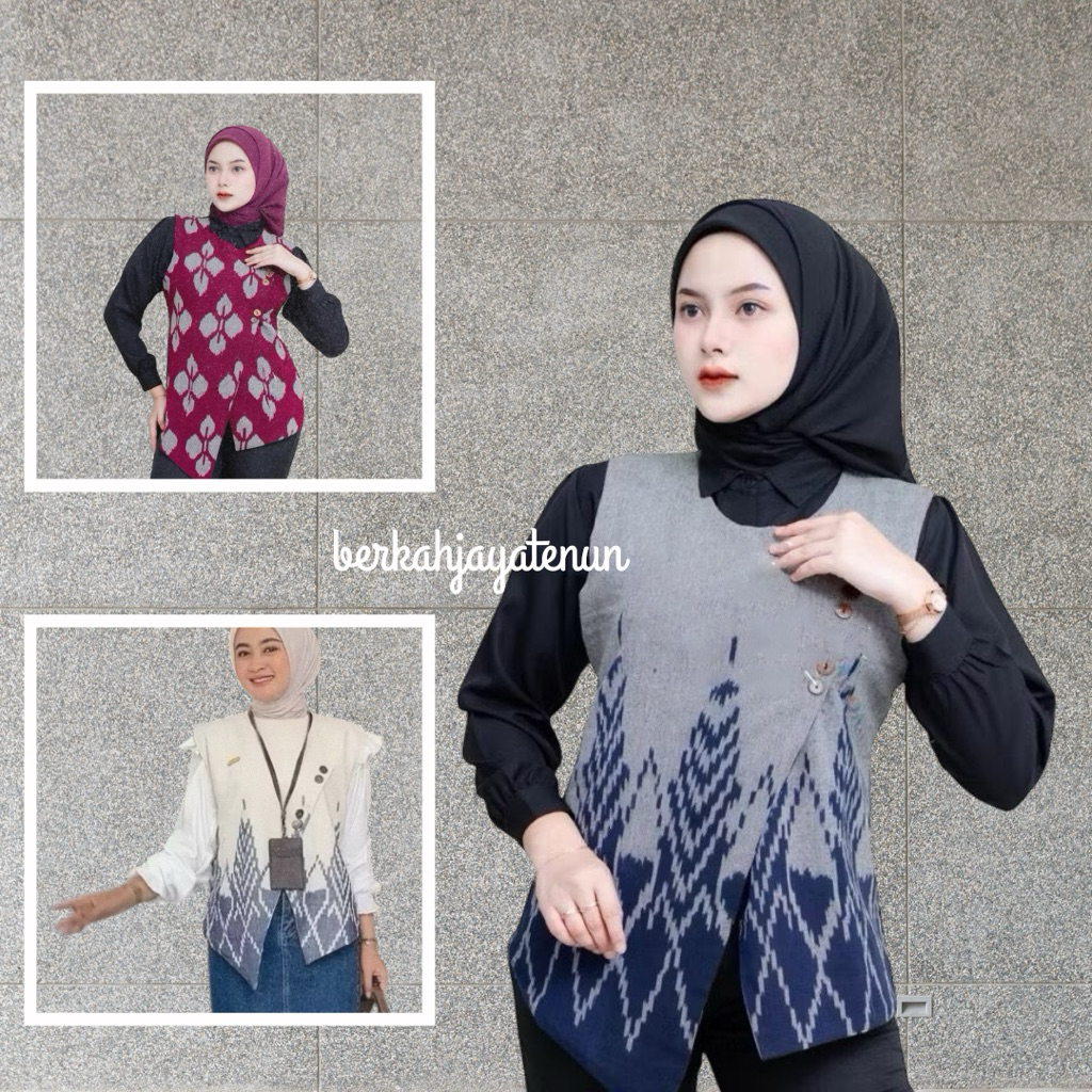 Ready Vest Tenun/Vest Tenun Kartini/Vest Tenun Etnik/Vest Rompi Tenun/Vest Kerja/Rompi Tenun Wanita
