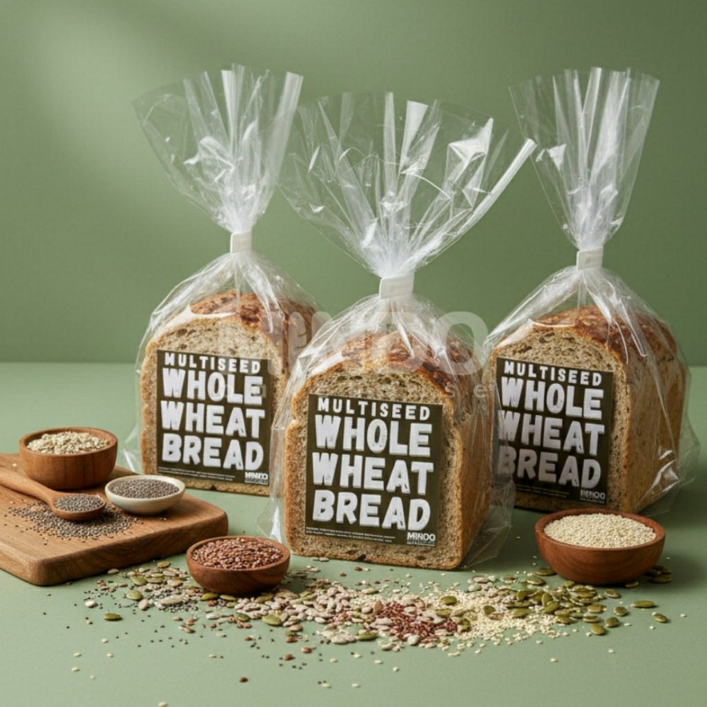 Roti Gandum Utuh 100% - Multi seed (5 mixed seeds+oat) | Tanpa Gula, Tepung Putih, Diary, Telur | VE