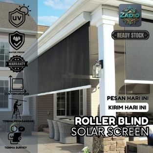 Roller Blind Outdoor Tirai Gulung Anti Air Tahan Panas Roller Blinds Solarscreen / Sunscreen Tirai M