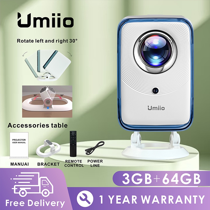 【NEW UPGRADE】Umiio U20 Proyektor Android TV 4k Full Hd 1280*720P HDMI 200 Lumens wifi6 Bluetooth5.0 