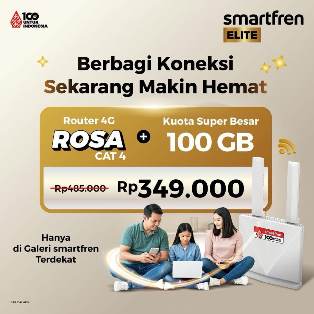 Modem wi fi rumahan Smartfren bonus kuota 100gb