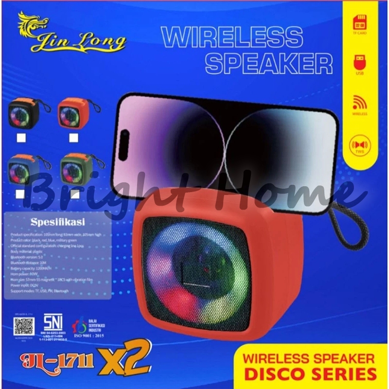 JIN LONG JINLONG JL 1711 JL-1711 X2 MP3 Mini Speaker Portable Bluetooth Wireless Disco Series