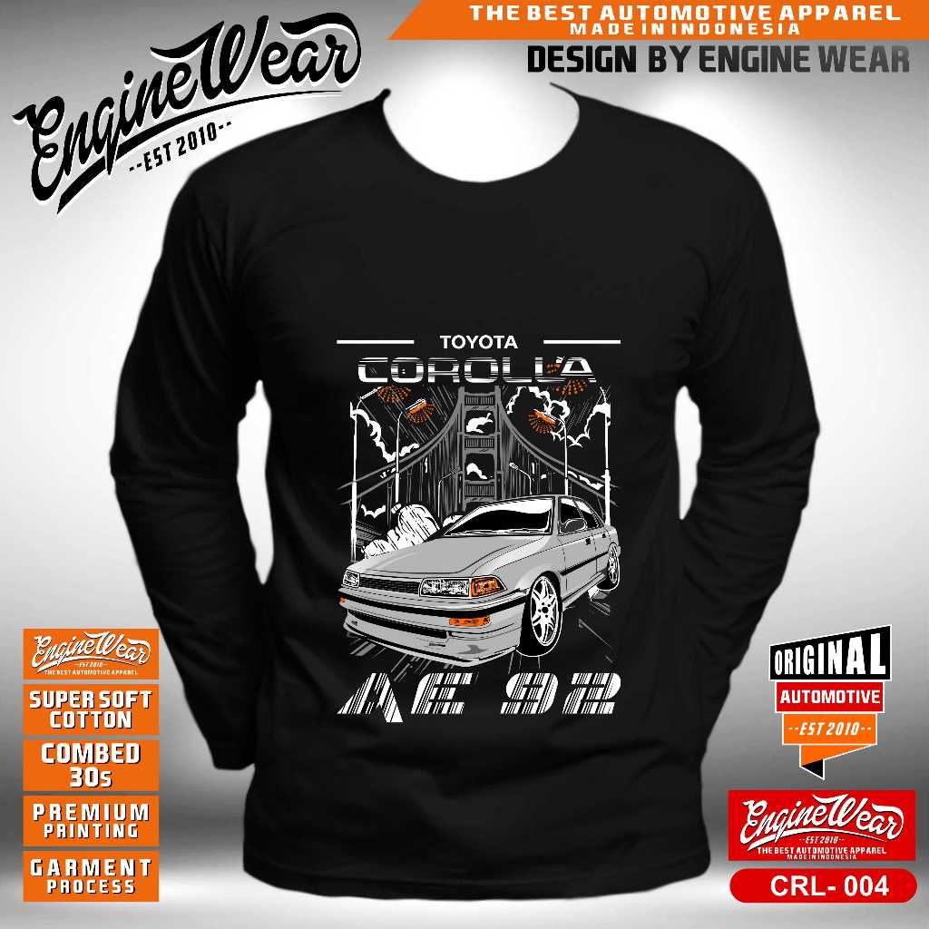 kaos corolla twincam AE92 tshirt toyota corolla AE 92 baju mobil sedan otomotif abu CRL004T