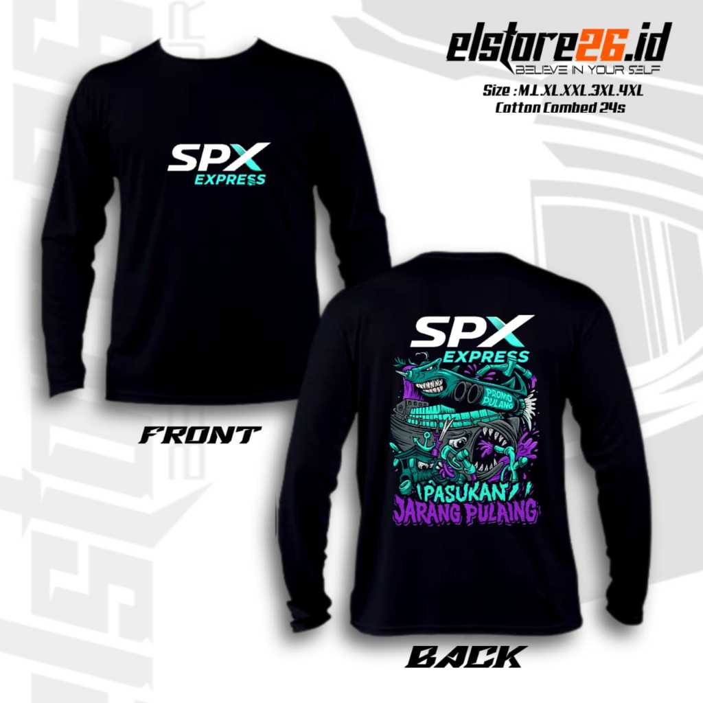 ELSTR26 Kaos Katun SPX EXPRESS | Baju Lengan Panjang Tebal Cotton Combed 24s | Pakaian Pria & Wanita