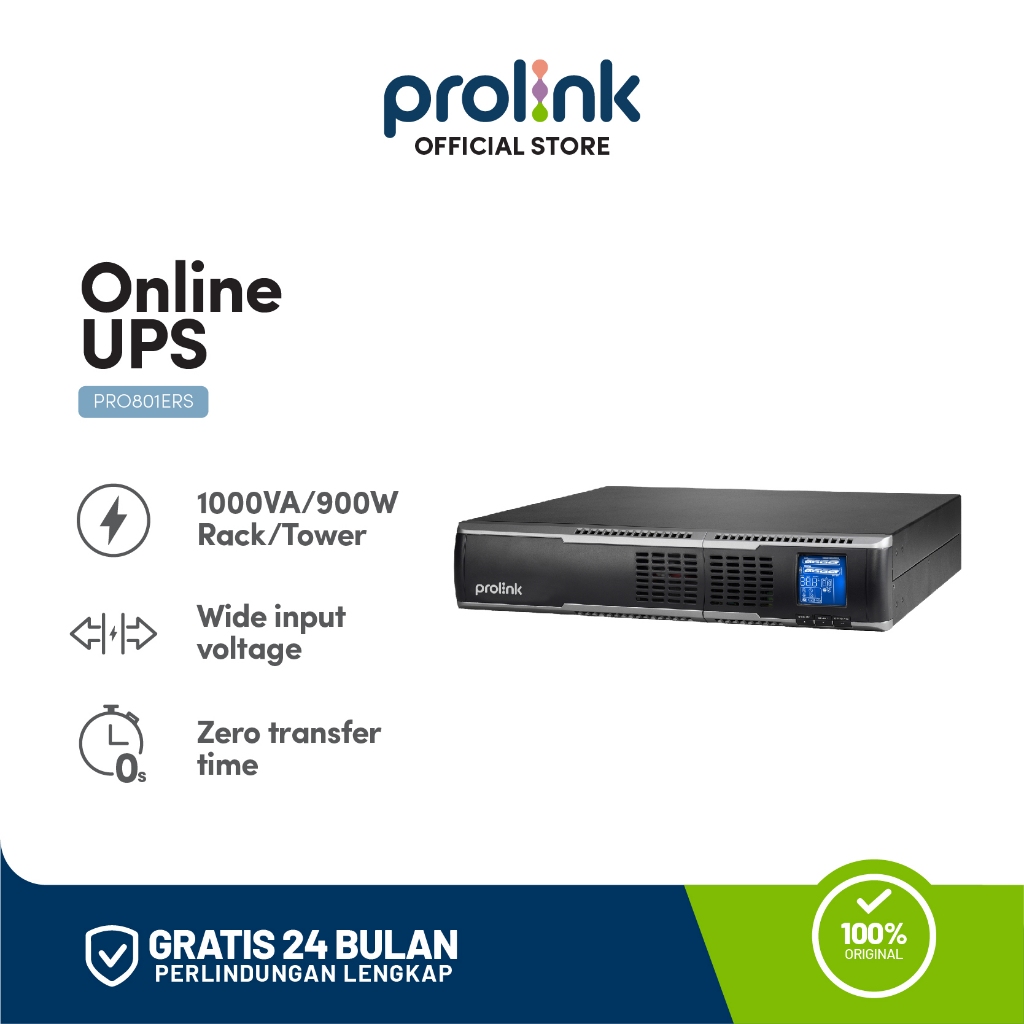 Prolink Rackmount Online UPS PRO801ERS 1000VA 900Watt Uninterruptible Power Supply+Stabilizer