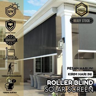 Roller Blind Solarscreen - Tirai Outdoor - Krey Gulung Custom - Roller Blinds Tahan Air & Panas - Ti