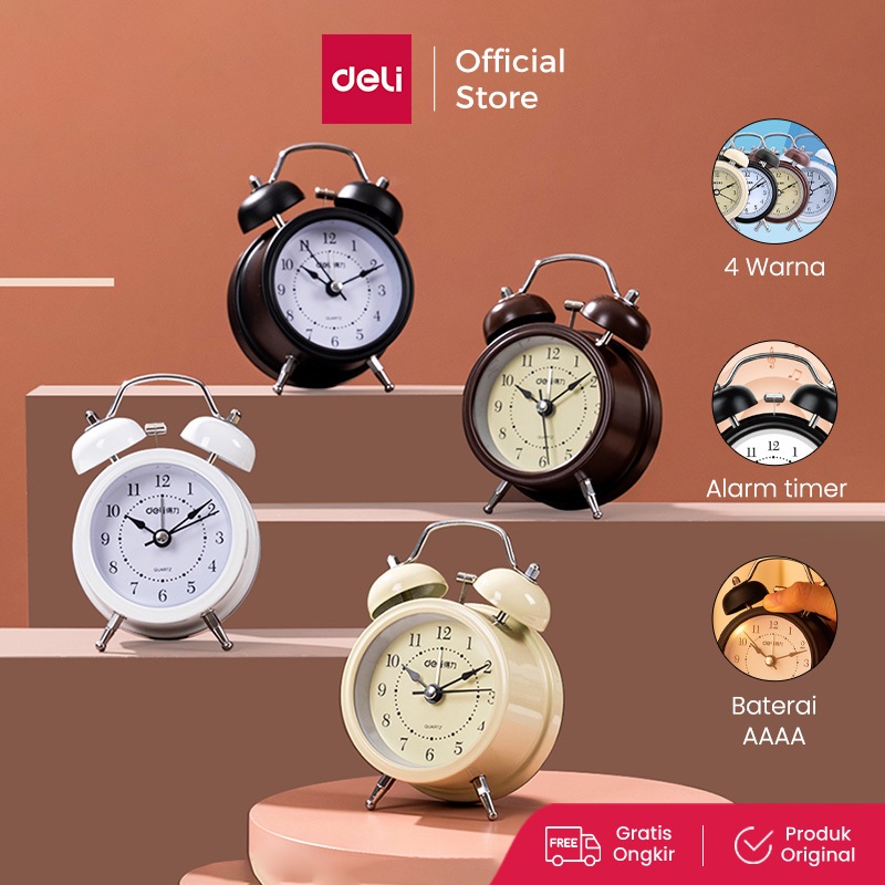 Deli Jam Beker Alarm Clock Jam Weker Twin Bell 9024