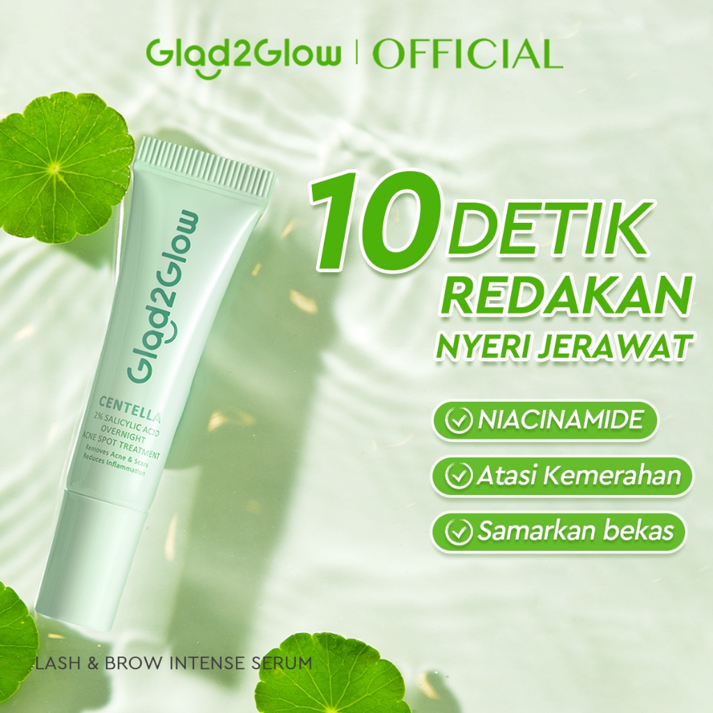 Glad2Glow Salicylic Acid Overnight Acne Spot Cream Treatment with Centella | Obat Jerawat Salep Jera