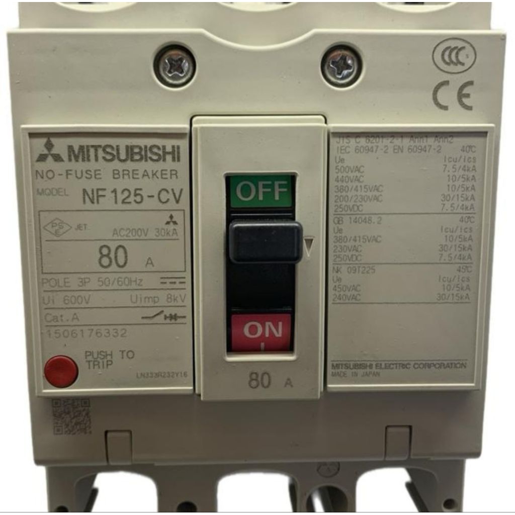 NFB / MCCB / BREAKER MERK MITSUBISHI TYPE NF125-CV 80A