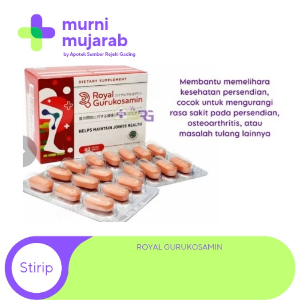 Royal Gurucosamin BOX Isi 40 Taplet 100% Original Suplemen Sendi Gurukosamin 1200 mg Glukosamin