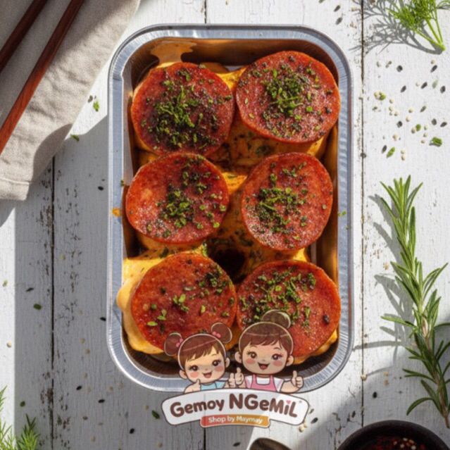 

[READY KIRIM INSTAN] DIMSUM MENTAI PAPPERONI ISI 6 (FREE CHILI OIL)