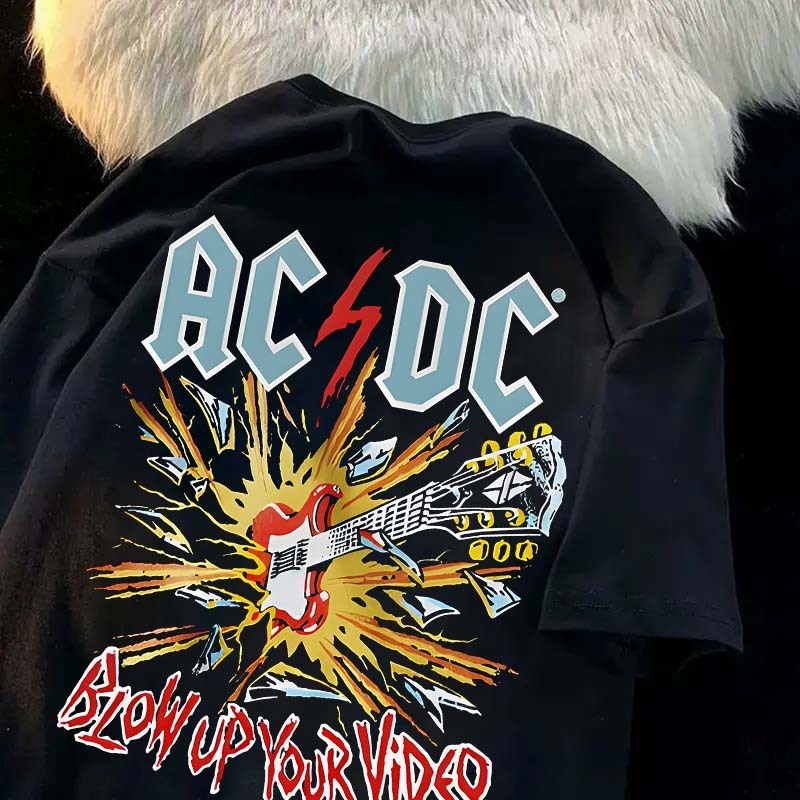 Kaos Band ACDC Metal Vintage pria oversize distro original 100% katun tebal cowok keren terbaru 2025