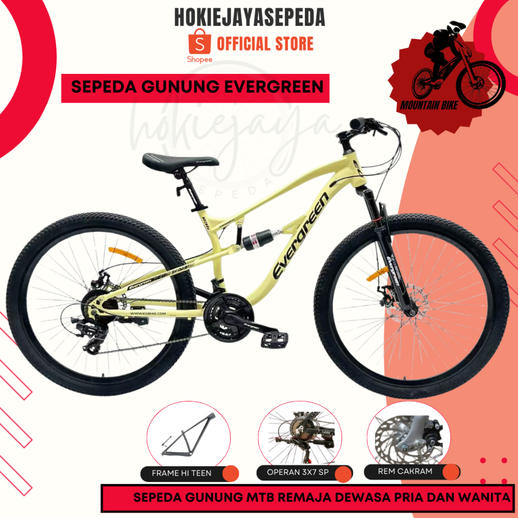 MTB Evergreen Sepeda Gunung Ranger R35 Dewasa dan Remaja - Full Suspension - 21 Speed Shimano