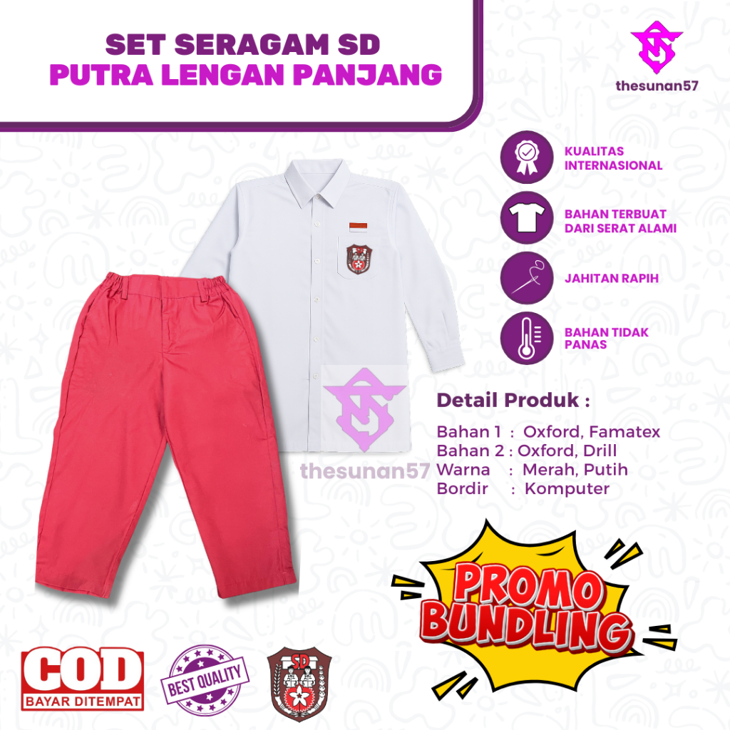 SET SERAGAM SD | 1 SET SERAGAM SD PUTRA | SET SERAGAM SD PUTRA MURAH