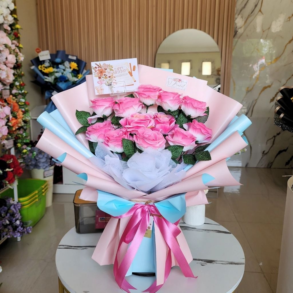 A I F L O / Buket Bunga Mawar Artificial Besar / Large Roses Bouquet / Buket Bunga Wisuda / Ulang Ta