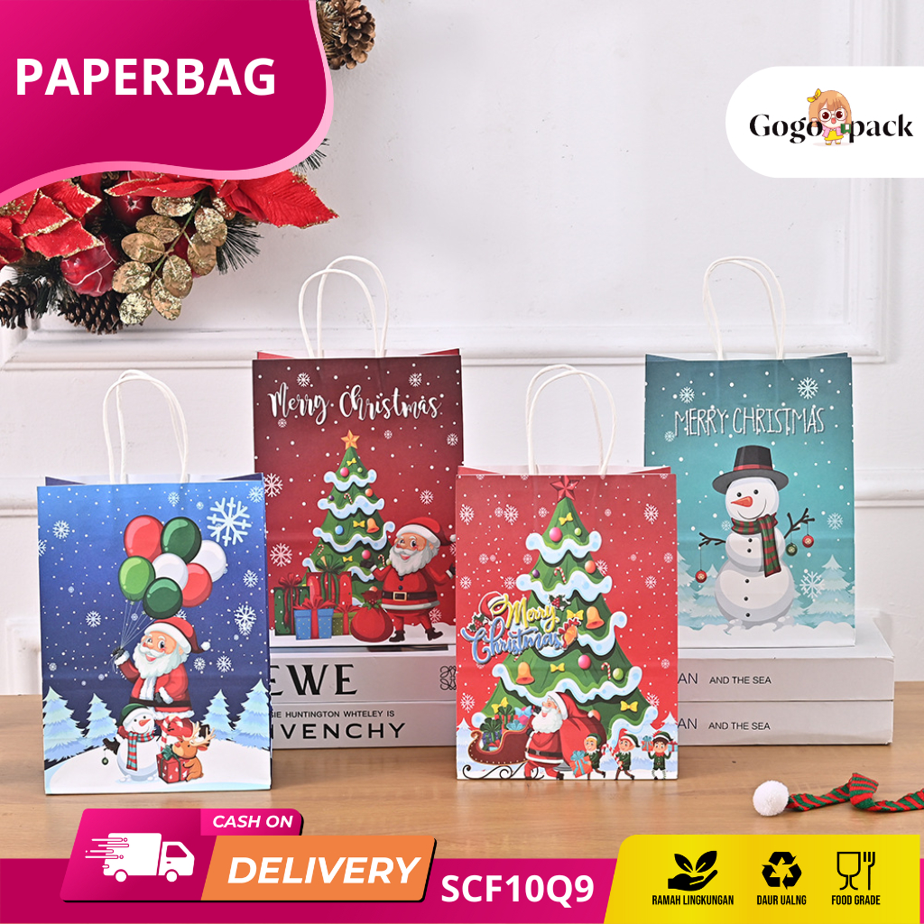 Paper Bag Natal / Tas Kertas Kraft Christmas Hampers Hadiah Natal / Kantong Kertas Merry Christmas /