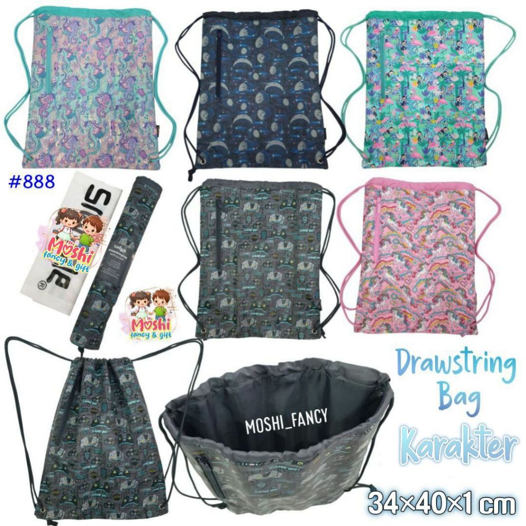 Tas Drawstring / Tas Serut Renang Sport Les / Tas Serut Anak Perempuan dan Anak Laki-Laki