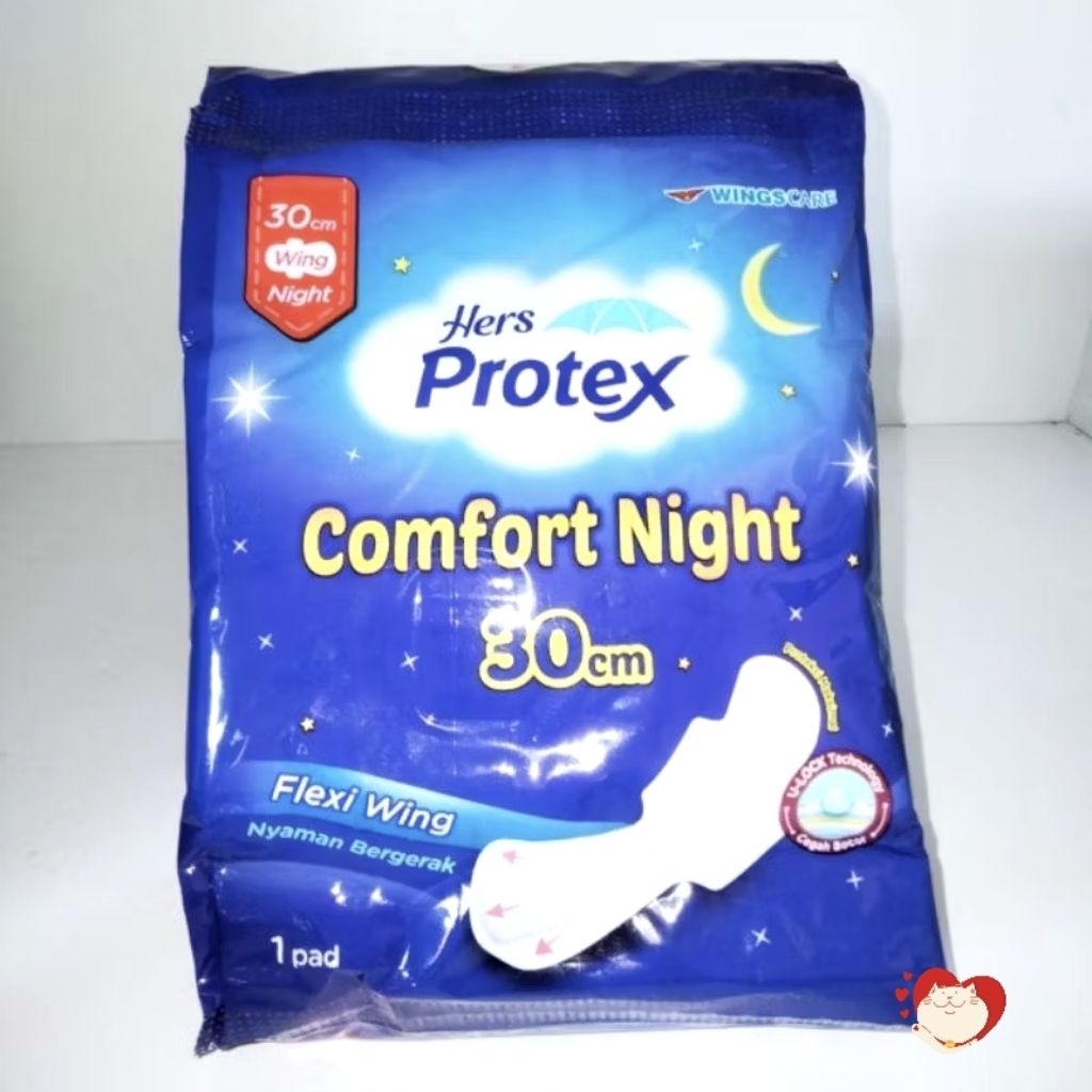 Pembalut wanita comfort night 30cm (wing/sayap) Hers Protex flexi wing isi 50 renceng
