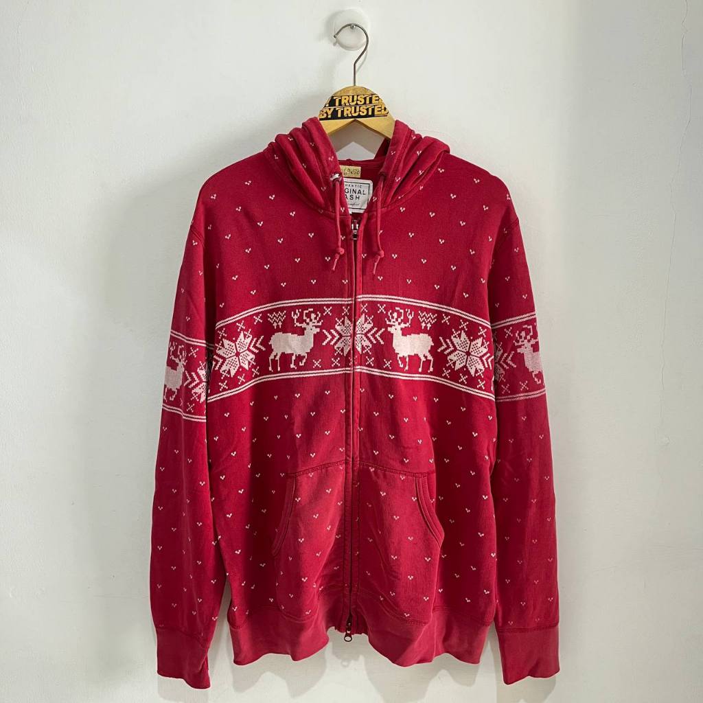 UNIQLO Navajo Zip Hoodie Merah - UNIQLO Navajo Merah - Navajo UNIQLO - [size XL]