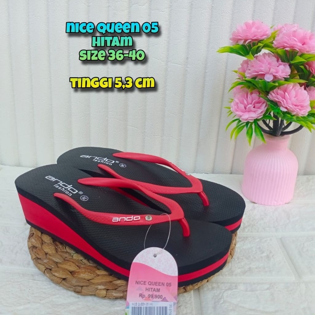 Sandal wanita ando nice queen Megan queen Elif size 36-40 - sandal jepit wedges - sandal fashion wan