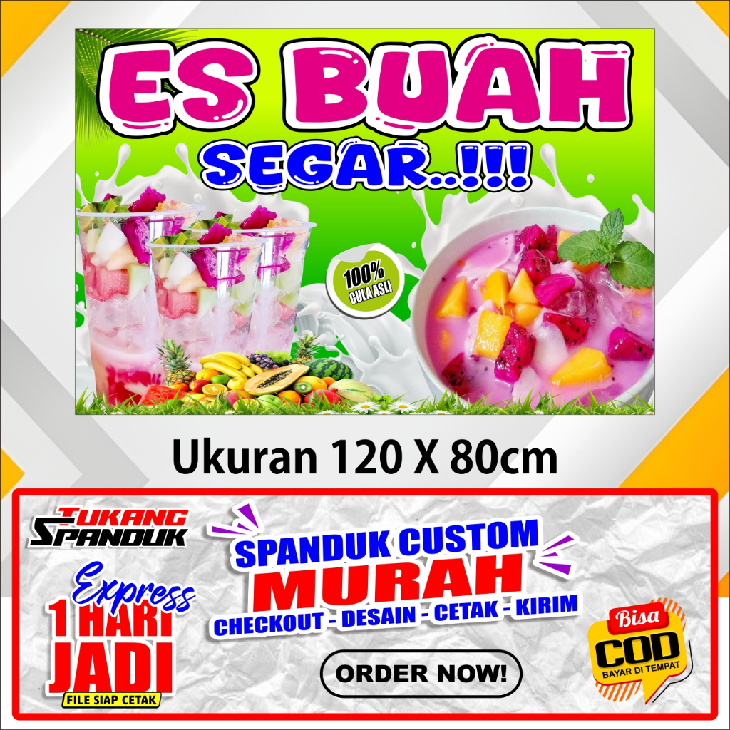Banner ES BUAH SEGAR  , Spanduk ES BUAH SEGAR  ukuran 120X80 cm, COD / Banner ES BUAH SEGAR  , Spand