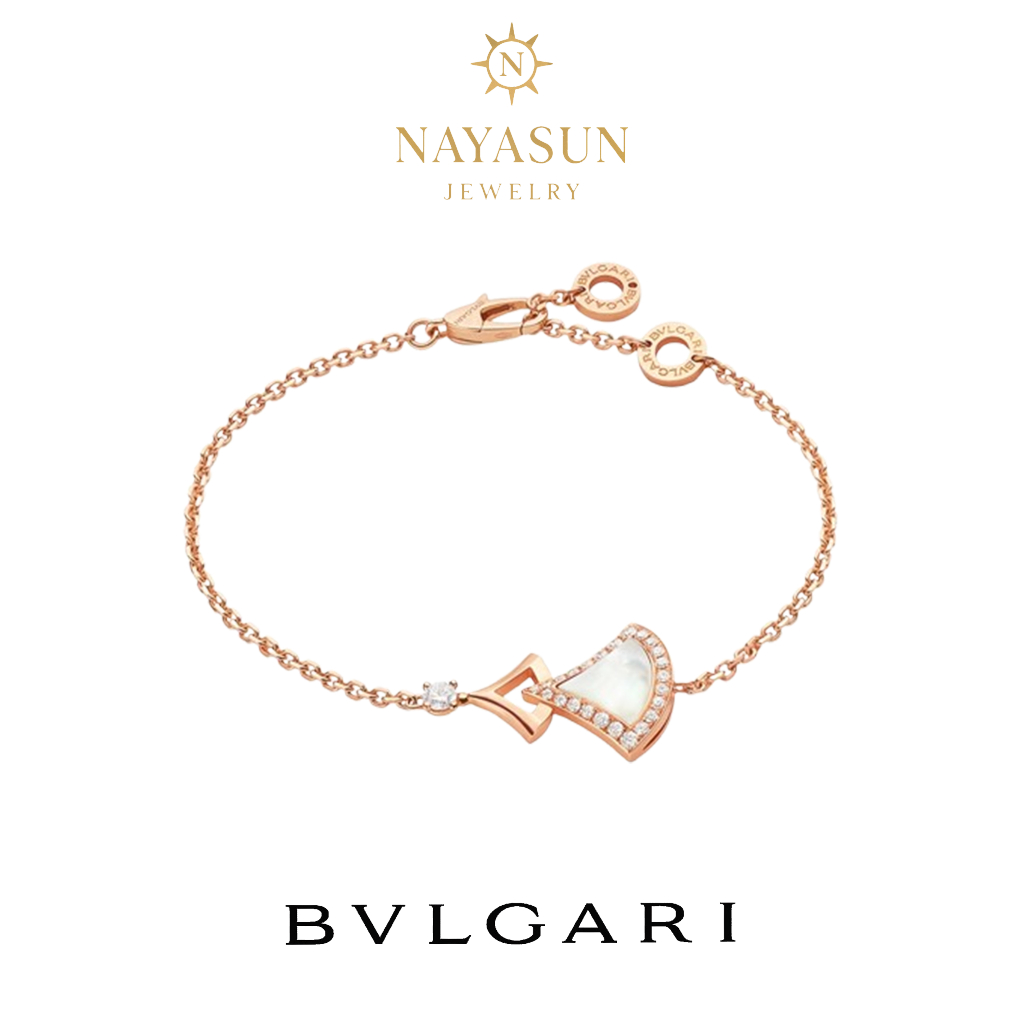 【18K emas asli/100% Original】Gelang Divas' Dream dari emas mawar 18/ dihiasi dengan sisipan mutiara 