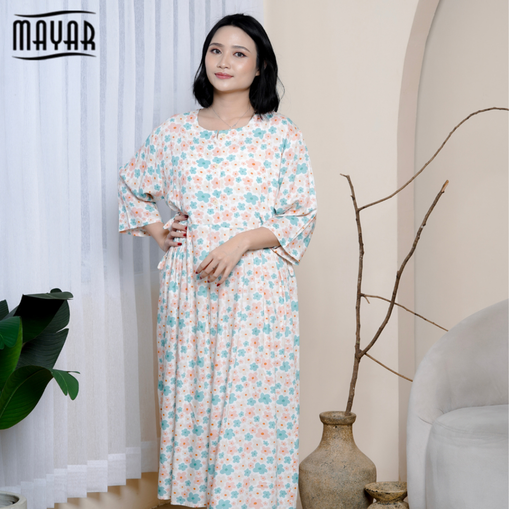 MAYAR Daster Dress Busui Friendly Lengan Pendek Rayon Motif Premium SEIKA DRESS 7/8 Series