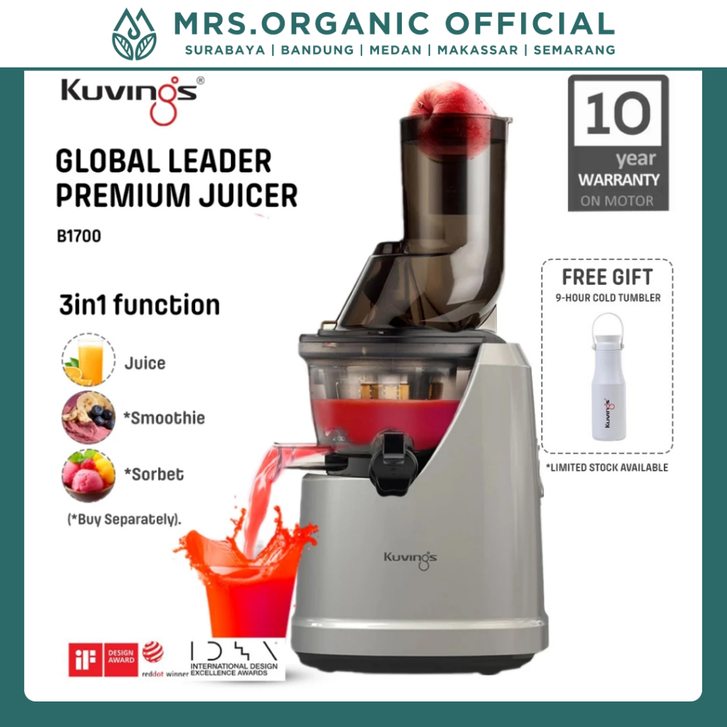 100% ORIGINAL KUVINGS Whole Slow Juicer B1700 Kuvings Dark Silver