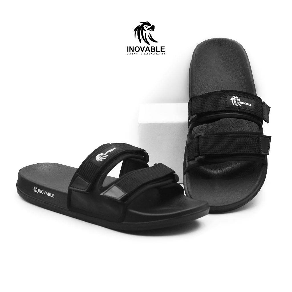 Inovable Sandal Slide  & Slop Pria Wanita | Ringan Nyaman & Anti Slip - Claude Full black