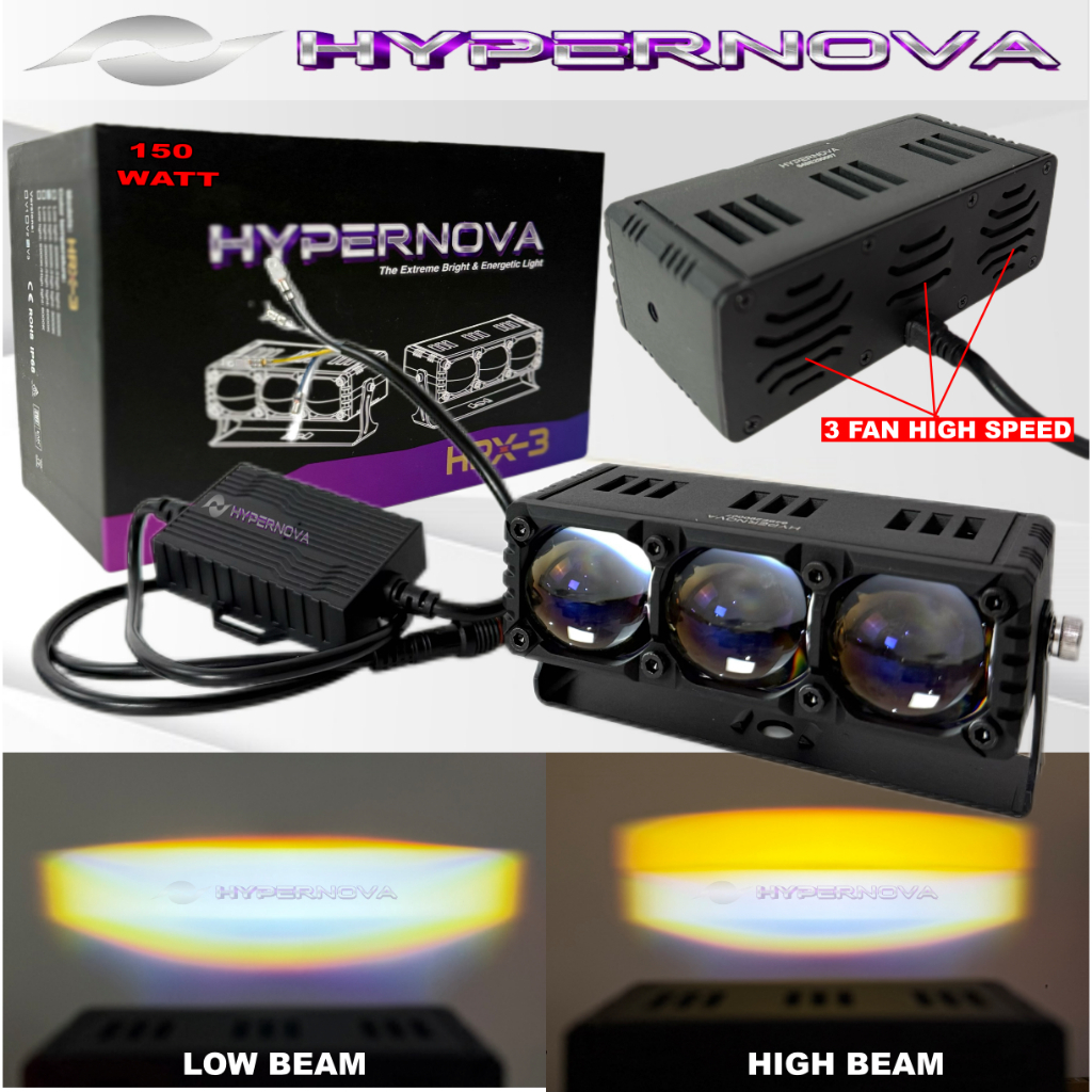 HYPERNOVA - ORIGINAL HRX3 V3 MINI LASER TRIPLE LENS HRX3 150 WATT 3 LENSA PREMIUM BLUELENS LASER TRI