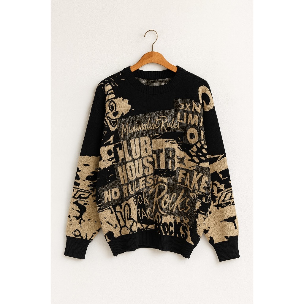 GRAPHIC JAM KNITE SWEATER UNISEX TEBAL OVERSIZE BAHAN RAJUT PREMIUM