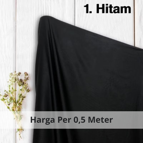 Kain Rayon Premium Warna Hitam Polos
