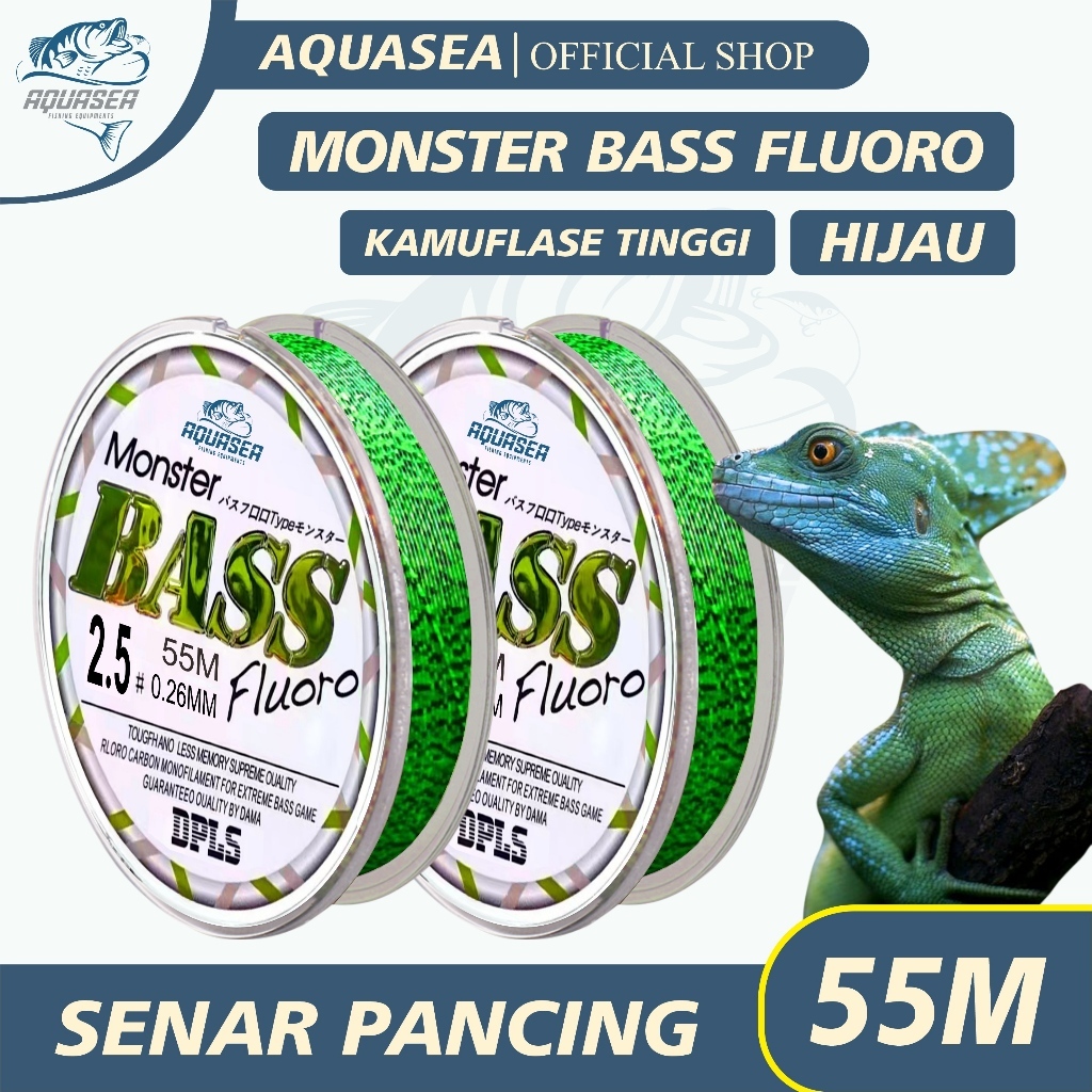 Senar Senja Tali Pancing  Bass FLUOROCARBON 55M Warna Hijau Senar Pancing Sangat kuat