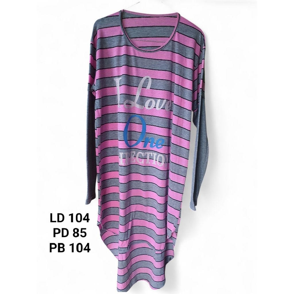 Gamis kaos tunik atau daster lengan panjang/motif